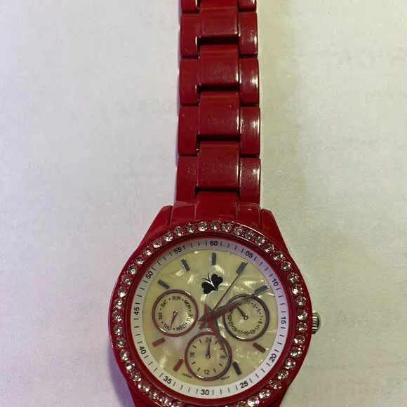 Accutime Ladies Red Watch - Picture 2 of 3